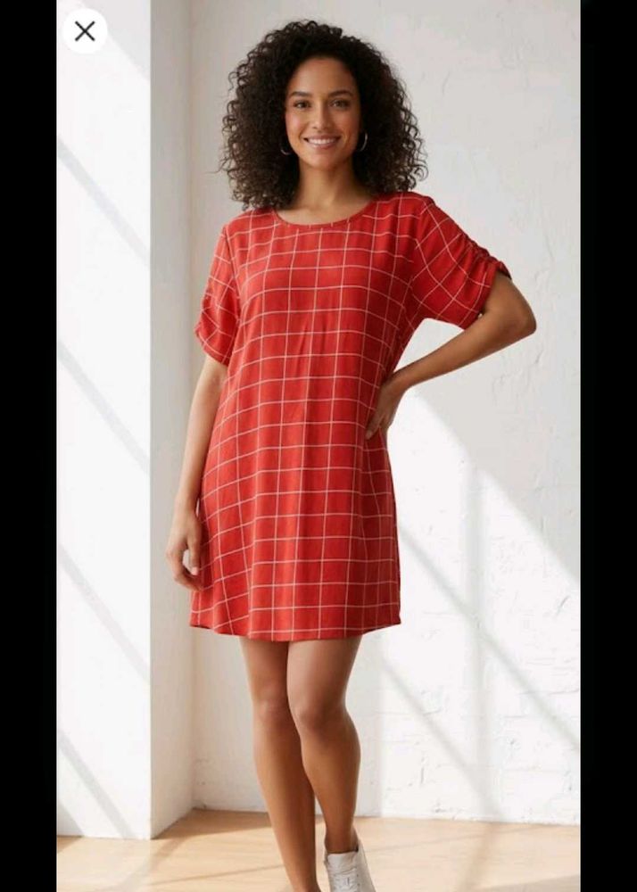 Red Chic Plaid Shift Dress