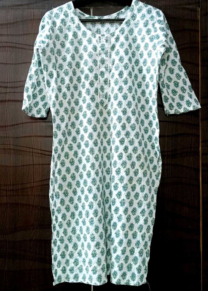 Green Print Cotton Kurti