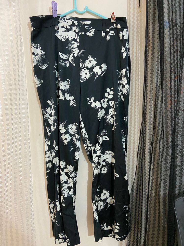 Satin Black Flared Pants