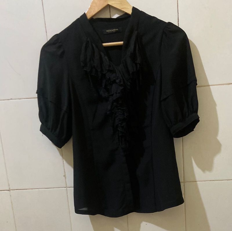 Black Ruffled Top