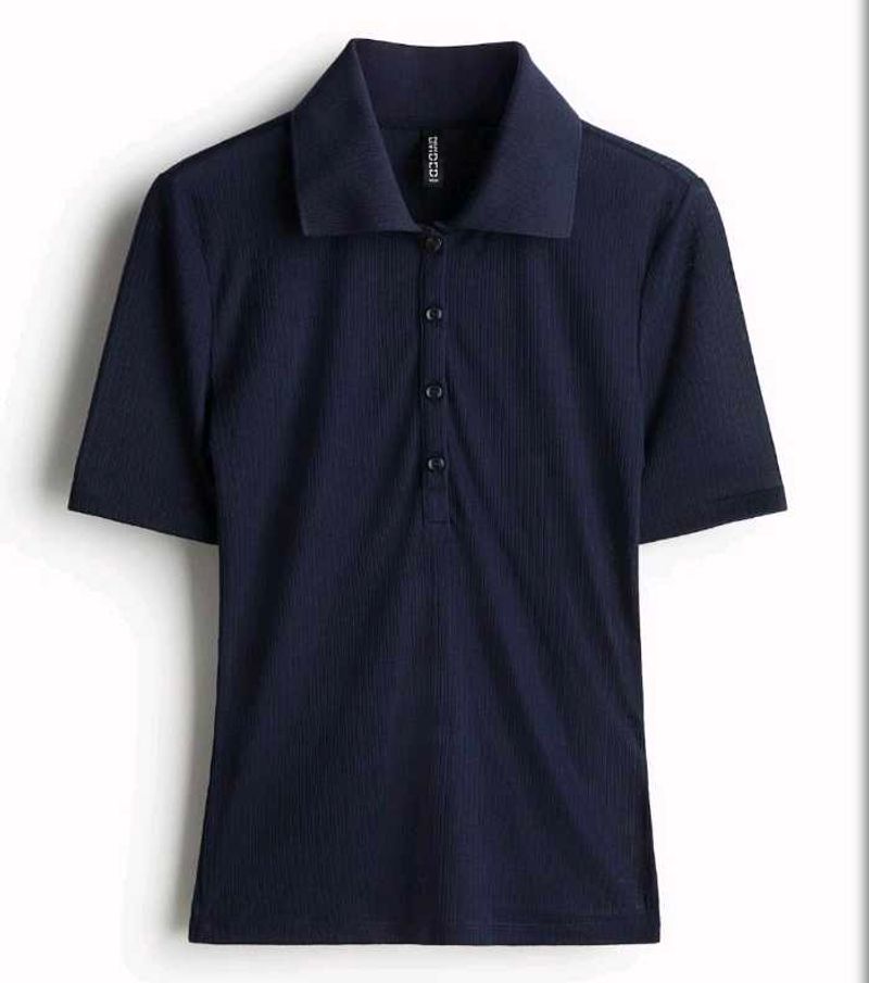 H&amp;M Ribbed Fitted Polo Tshirt ( women )