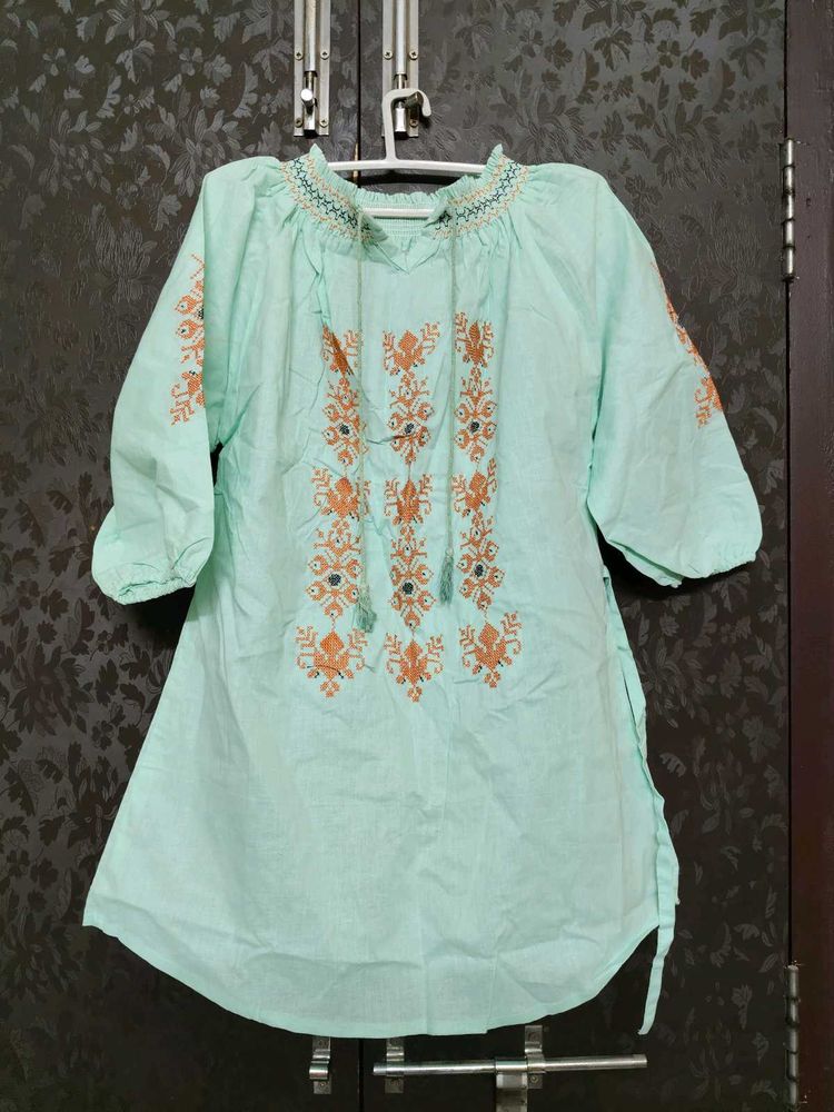 Embroidered Mint Green Tunic