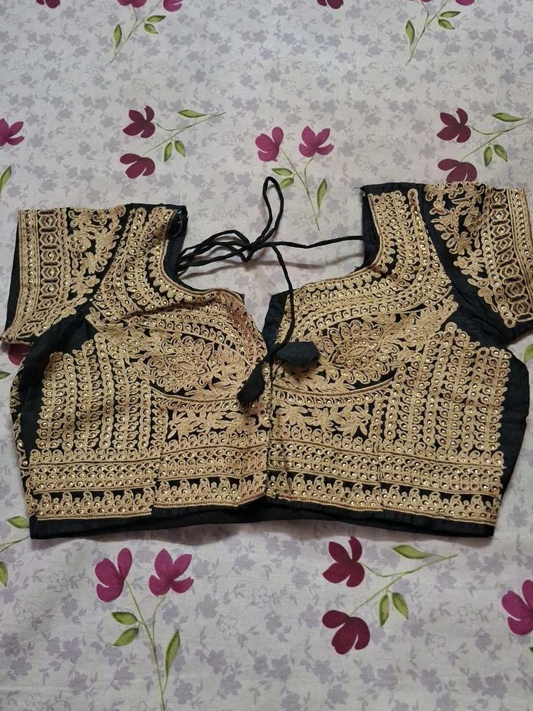 Black &amp; Gold Embroidered Blouse