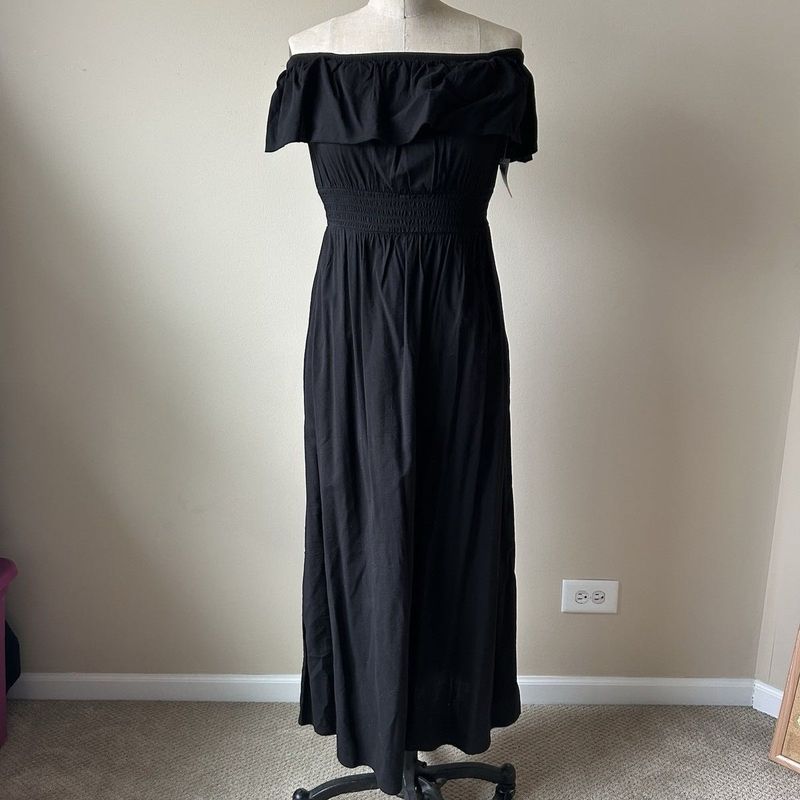 Old Navy Imported New Black Off--Shoulder Maxi