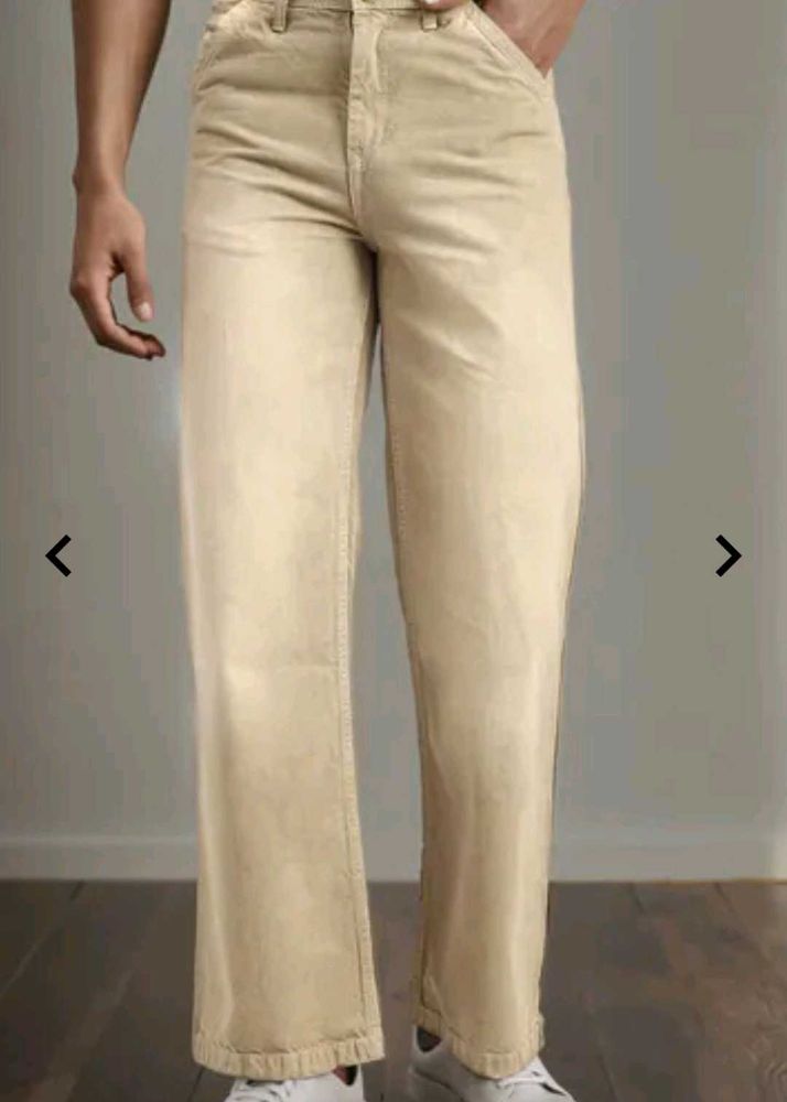 H.M   denim beige straight fit jeans