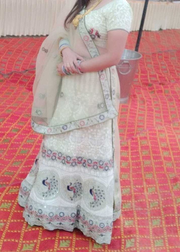 Light Green Lehenga With Beautiful Embroidery