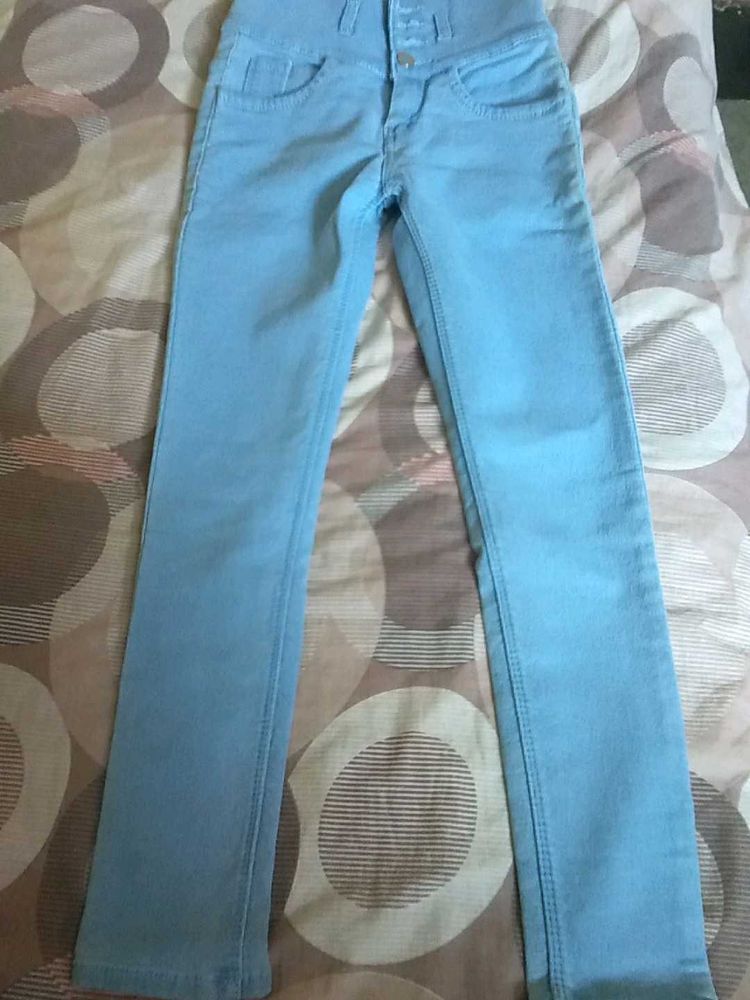 High Waisted Baby Blue Jeans