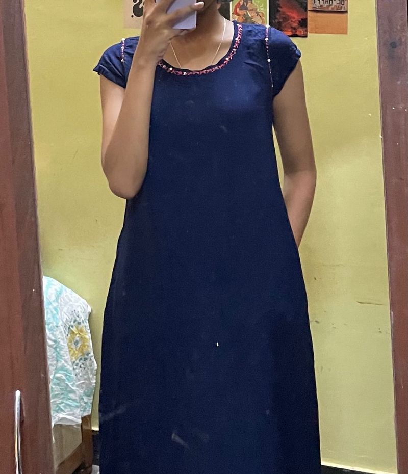 Navy Blue A-Line Dress
