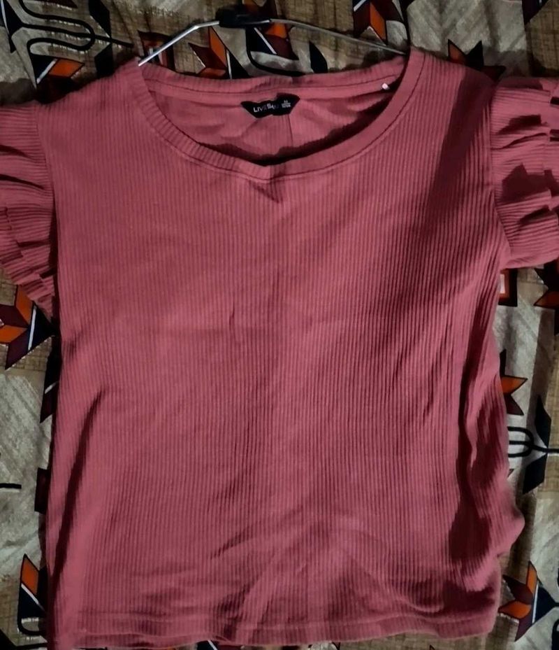 Ribbed Puff Sleeve Top