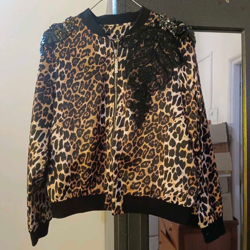 Leopard Print Embellished Jacket