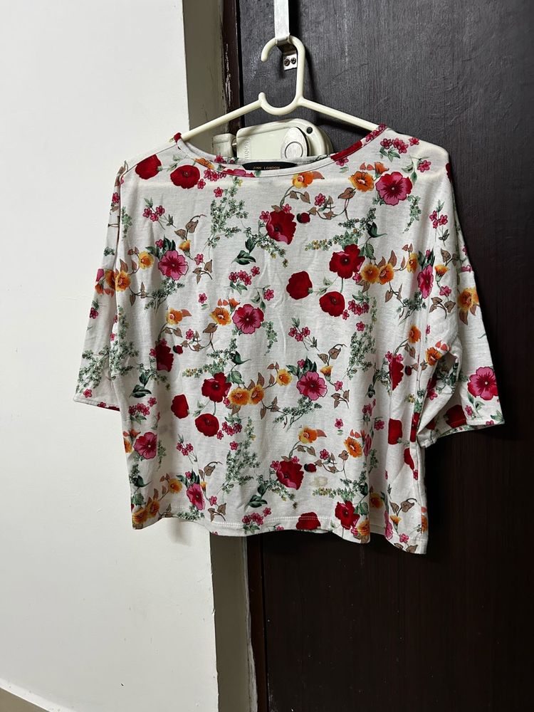 Floral Print Boxy Tee