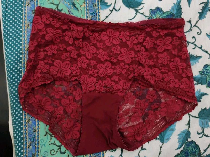 Red Floral Lace Briefs