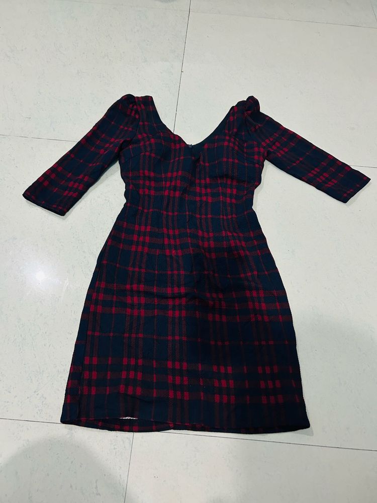 Plaid Padded Mini Dress