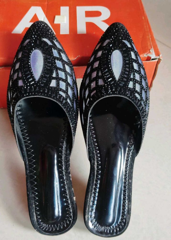 Embellished Black Flats
