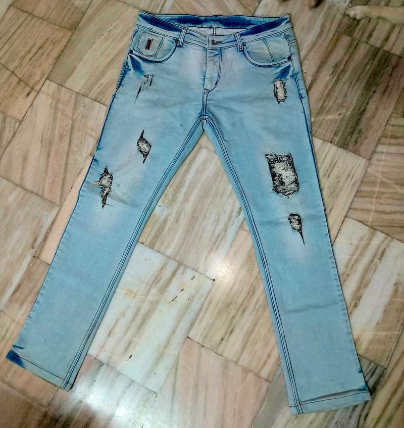 Men Funky Damage Denim Jeans