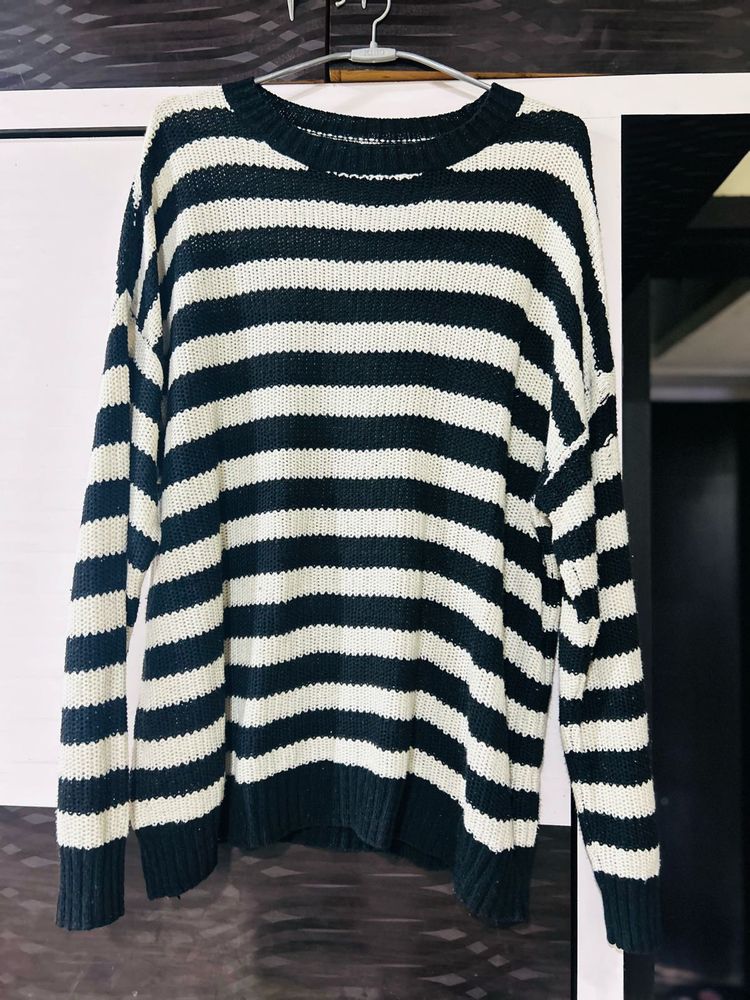 Striped Knit Pullover Sweater