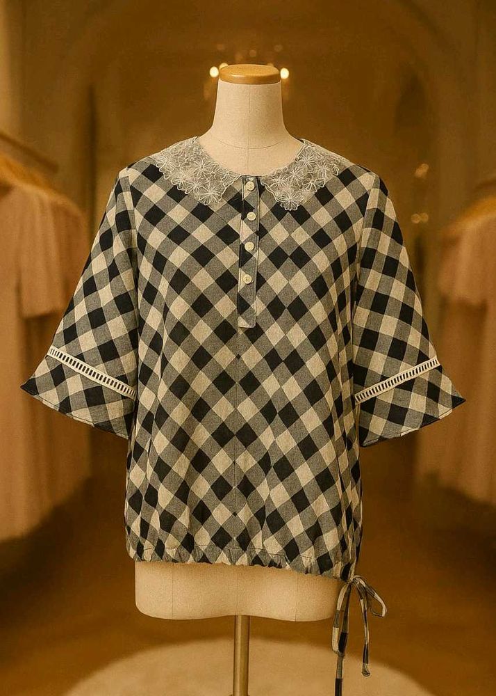 🇳🇿💫♥️ Imported Checkered Lace Top