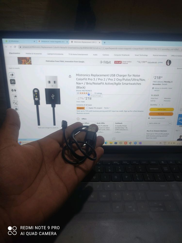 Charger:- NOISE WATCH + Type c Usb