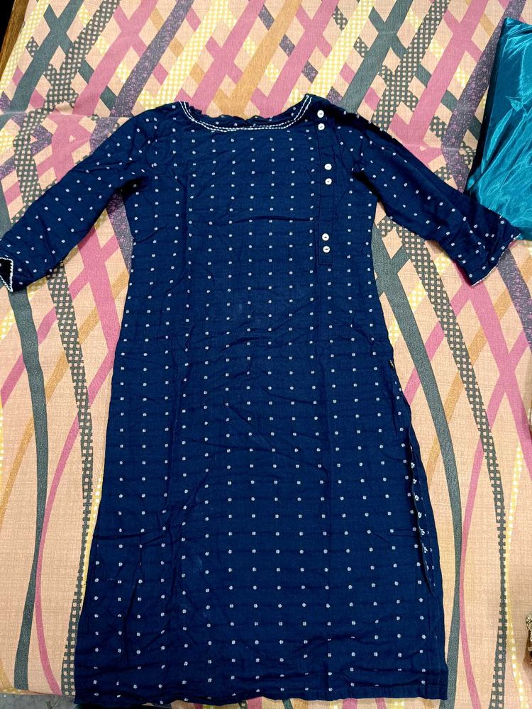 Elegant Navy Straight Blue Kurta