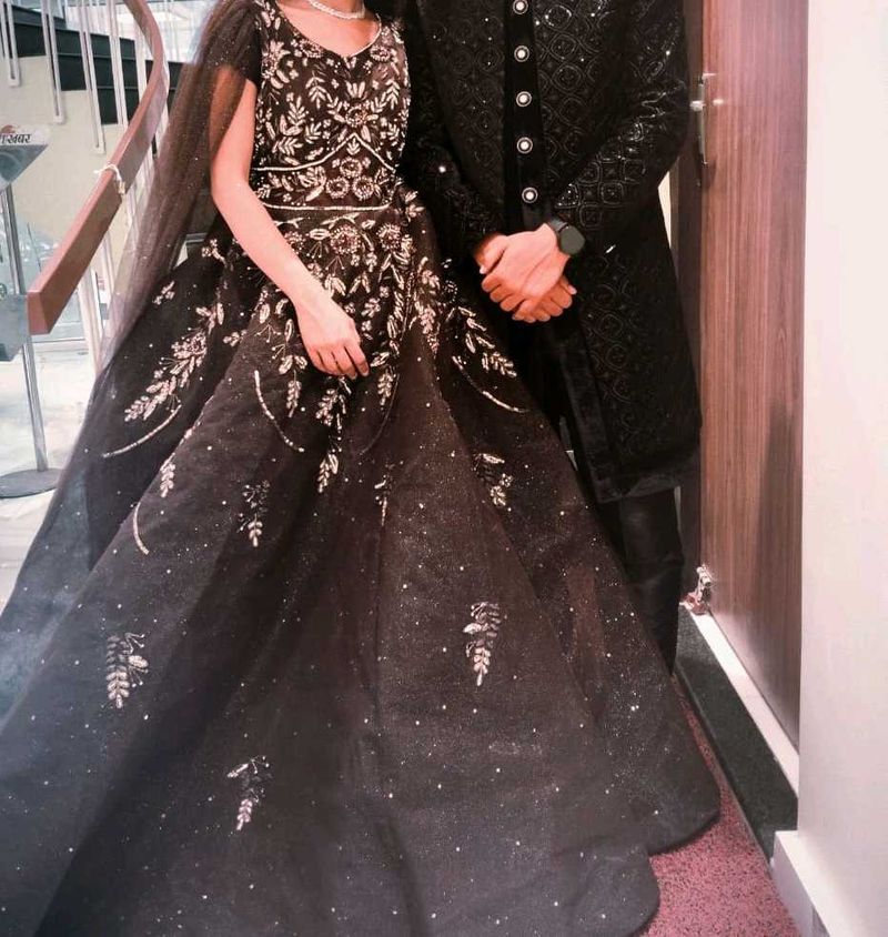 Elegant Cofee Colour Embroidered Gown
