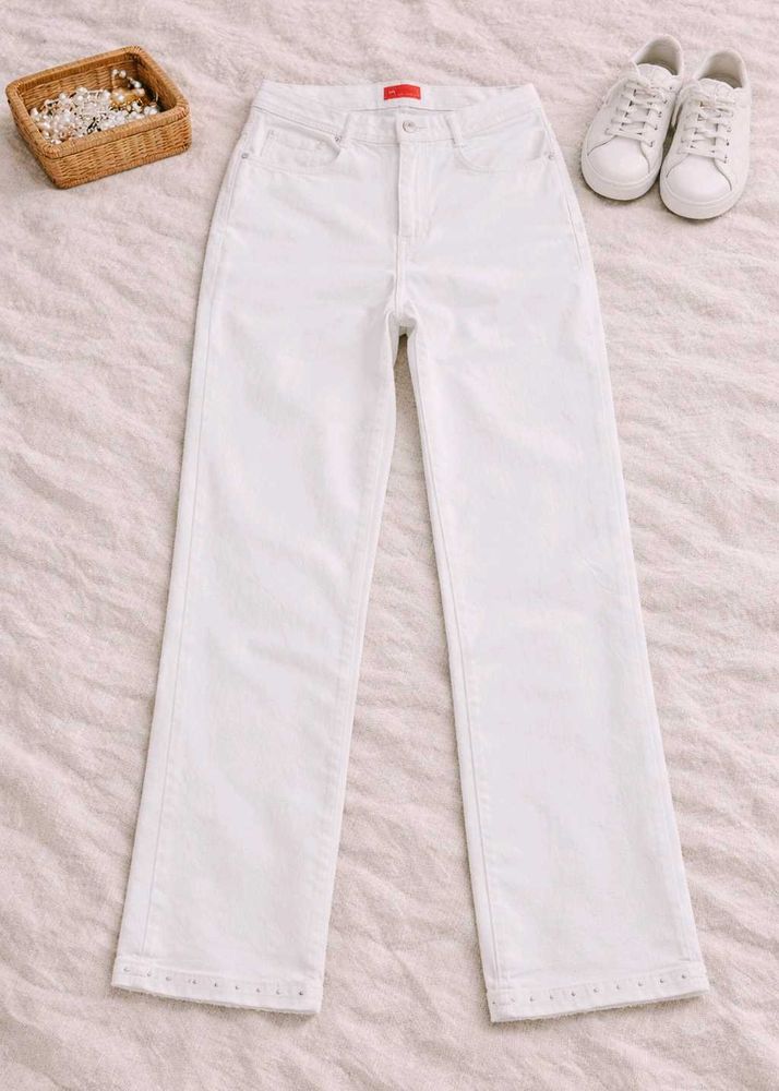 White Denim Straight Leg Jeans