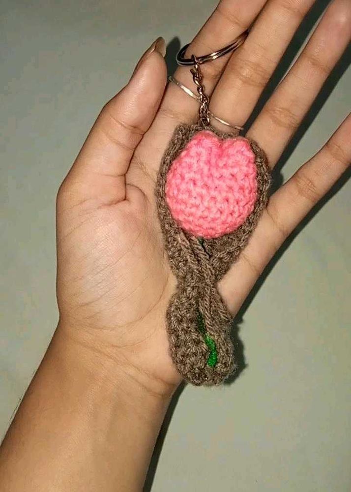 Crochet Heart Keychain