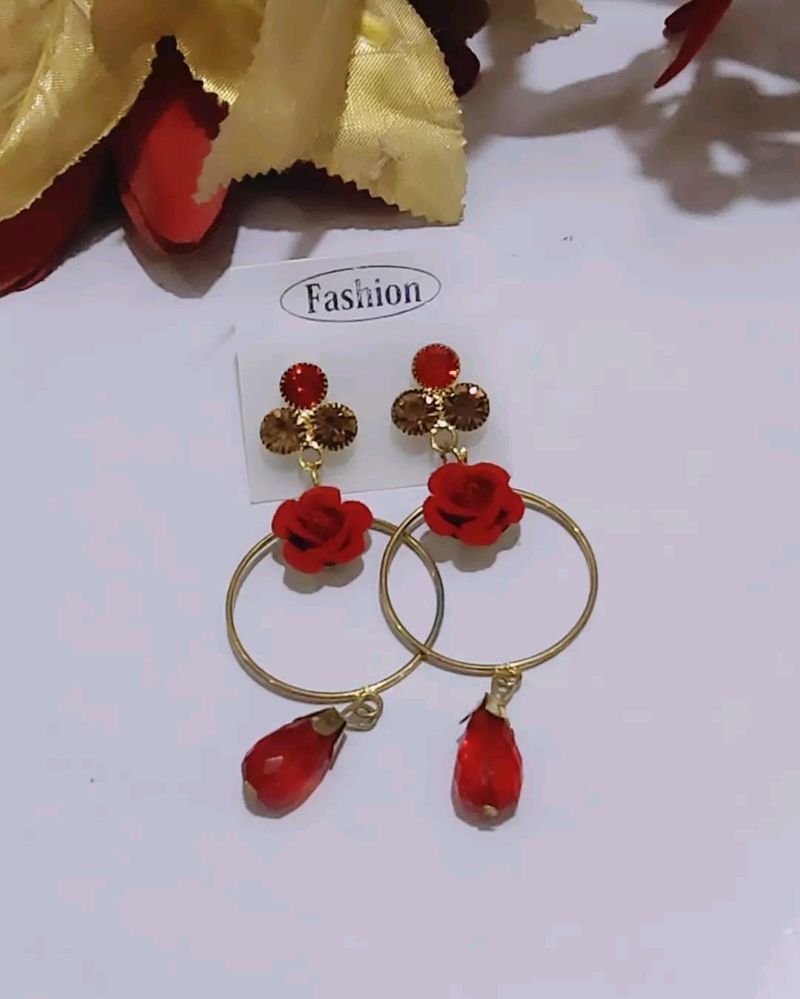 Red Rose Earrings