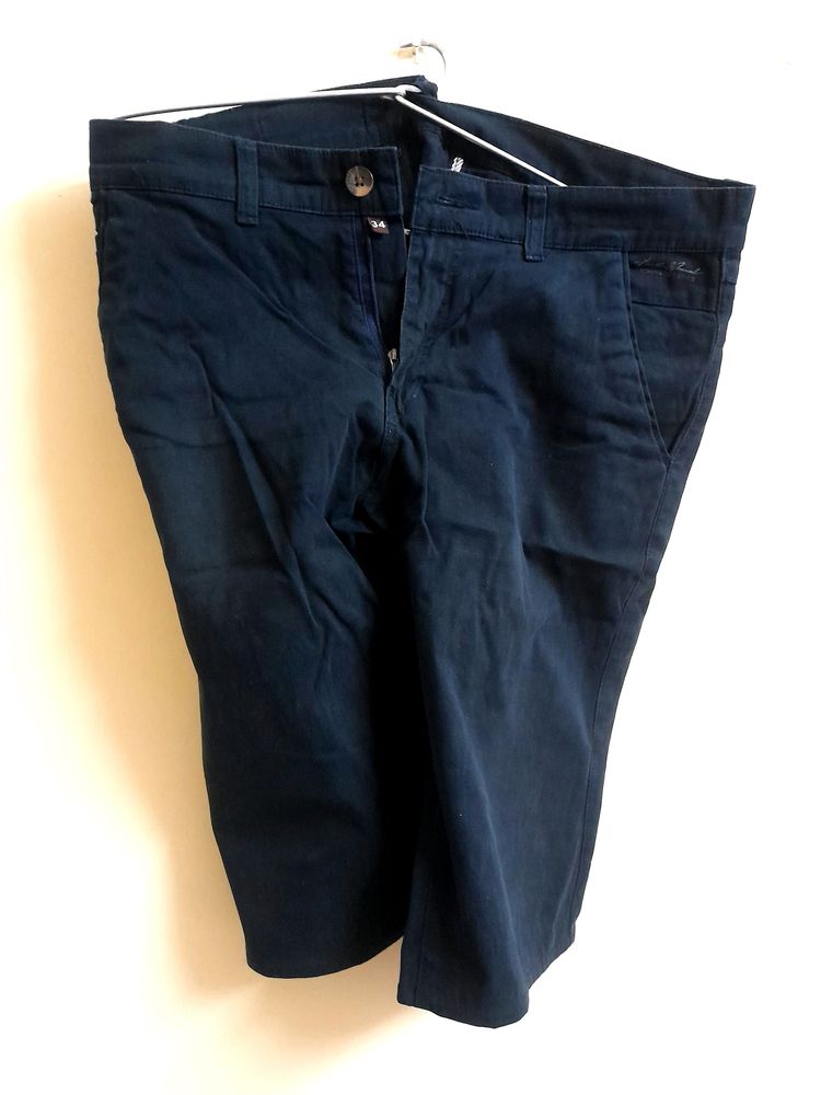 Mens Cotton Linen Jeans Half Paint