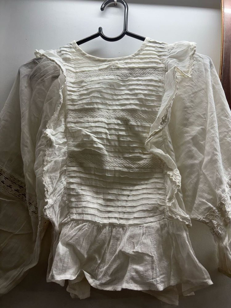 Ruffle White Top
