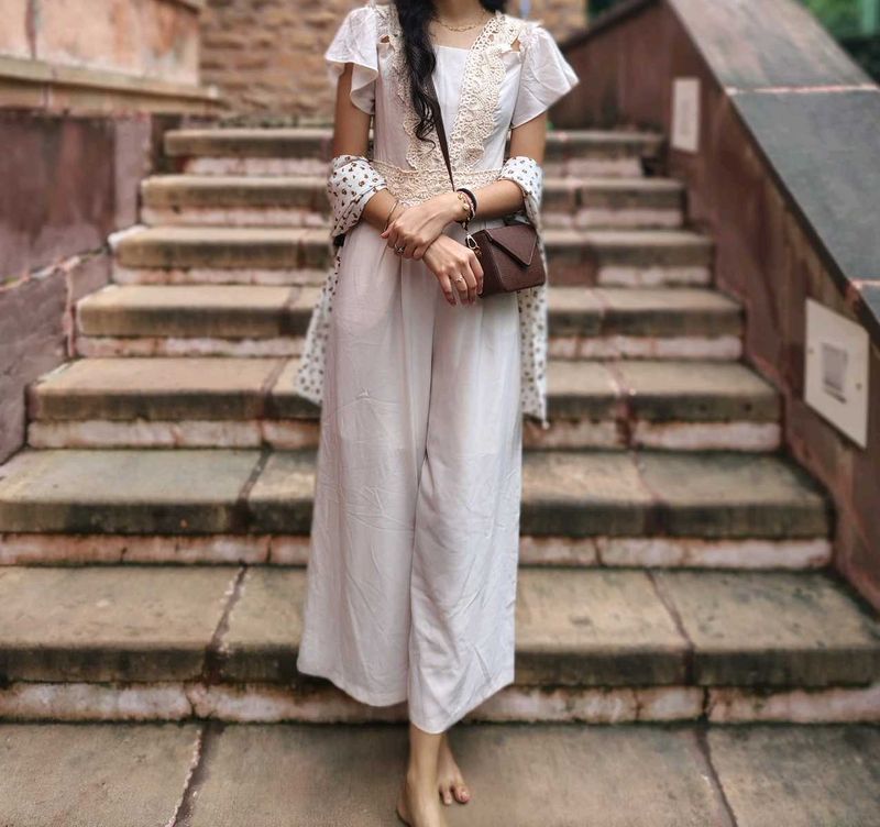 Boho Jumpsuit with Lace Detail