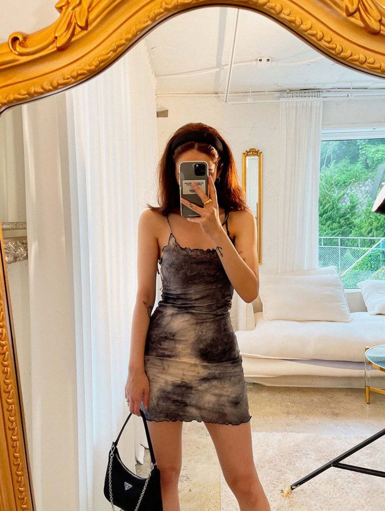 Tie-Dye Grey  Bodycon Dress
