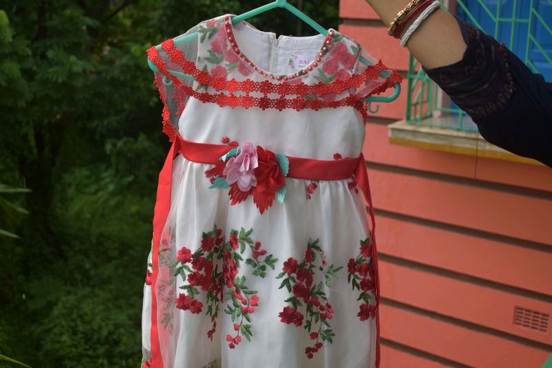 Baby girl Red White frock