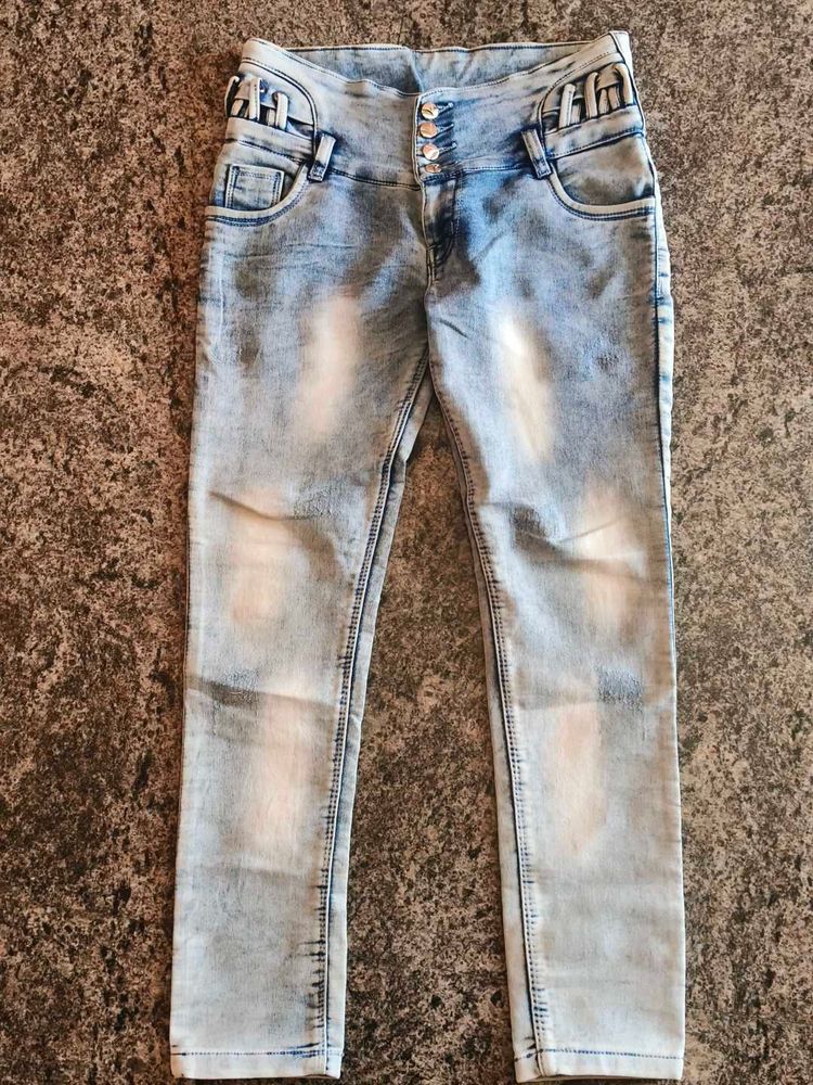 Women Slim High Rise Light Blue Jeans