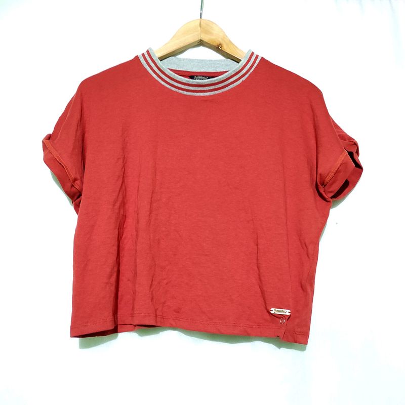 Roadster Rust Orange Boxy Crop Top