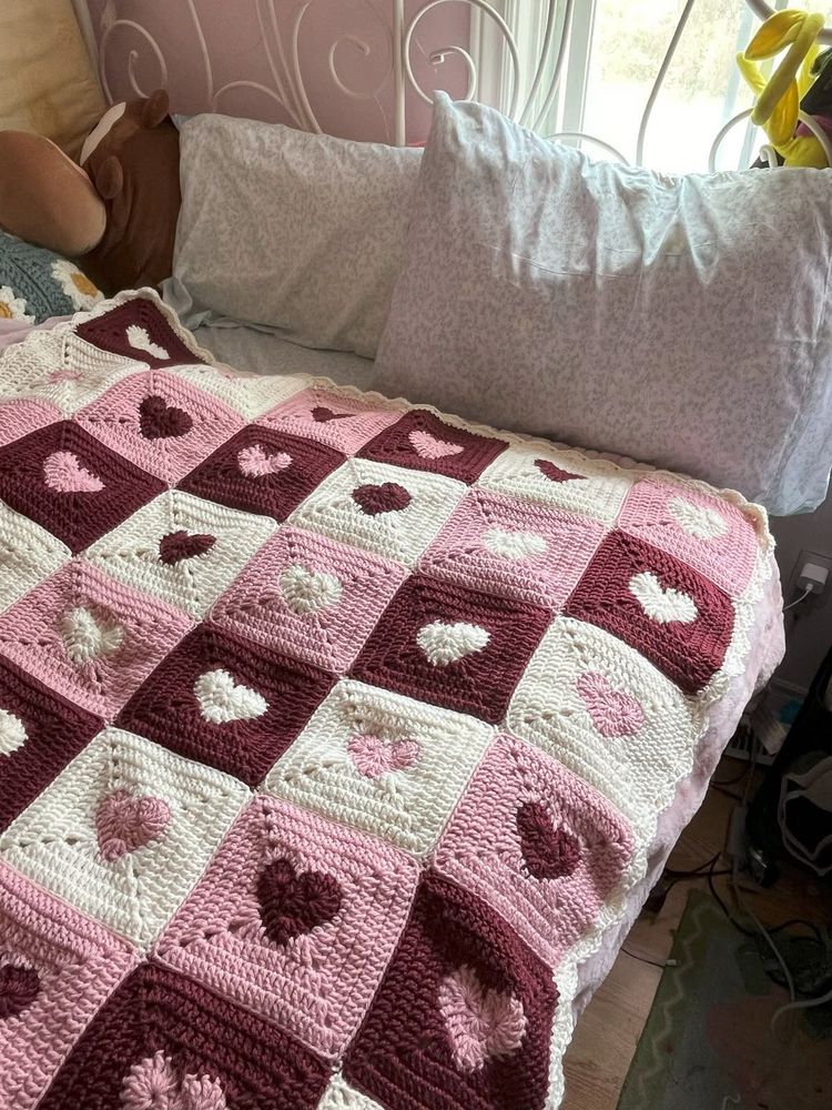 Crochet Heart Blanket 💗