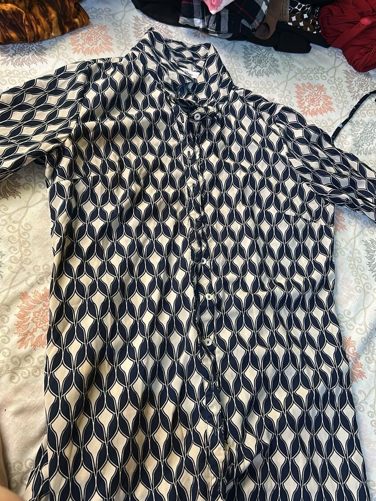 Patterned Button-Down Shirt