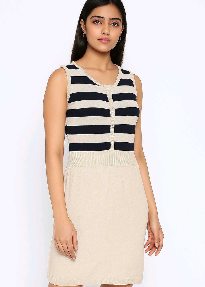 Knitted Striped Sleeveless Dress