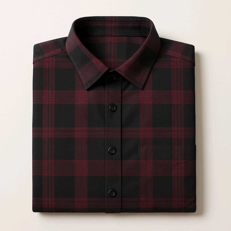 Red &amp; Black Plaid Button-Down Shirt