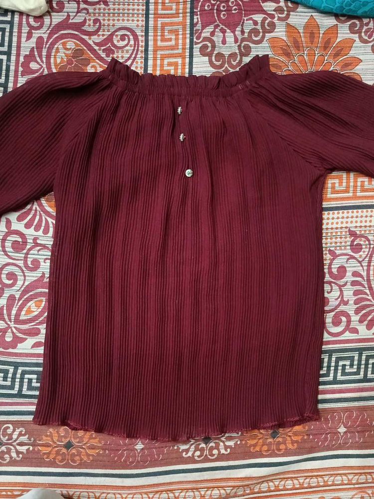 Maroon Off-Shoulder Top