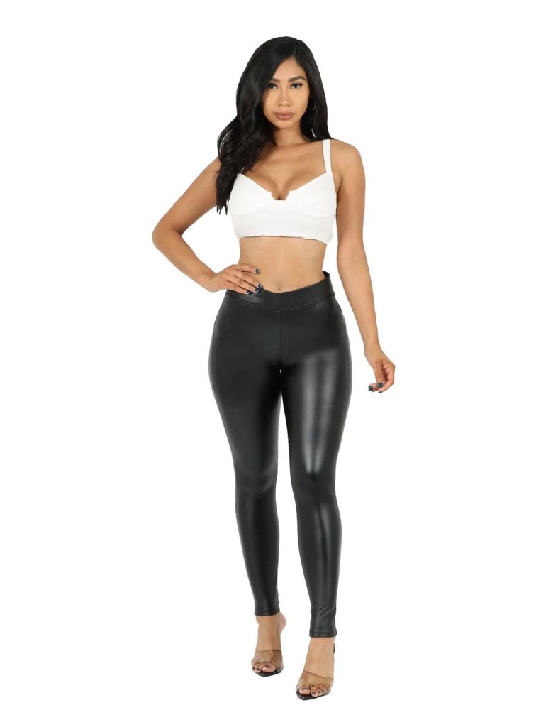 Super Stretch Vegan Leather Black Leggings
