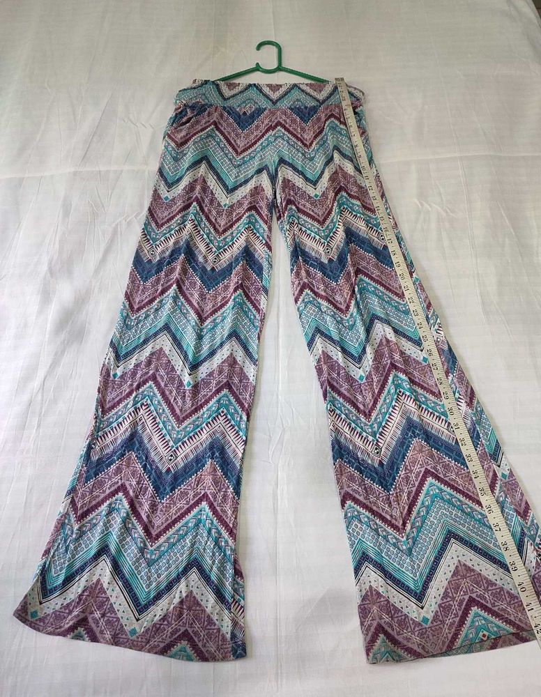 Patterned Palazzo Pants Wait 30-36 Elasticated