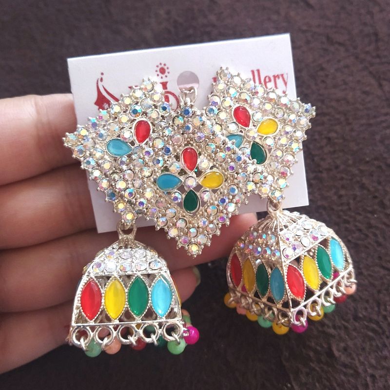 Multicolored Earing With Mangtikka