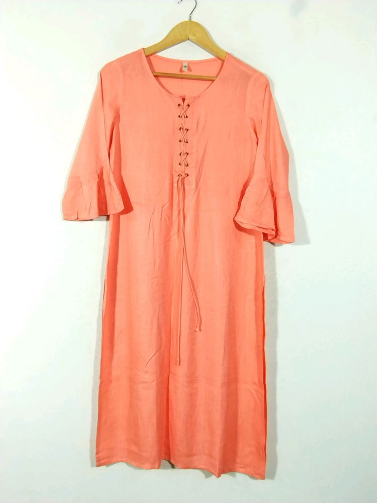 Bell Sleeve Coral Kurti