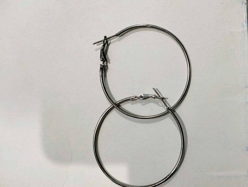 Silver Hoop Earrings Combo Of 2 Small And Big