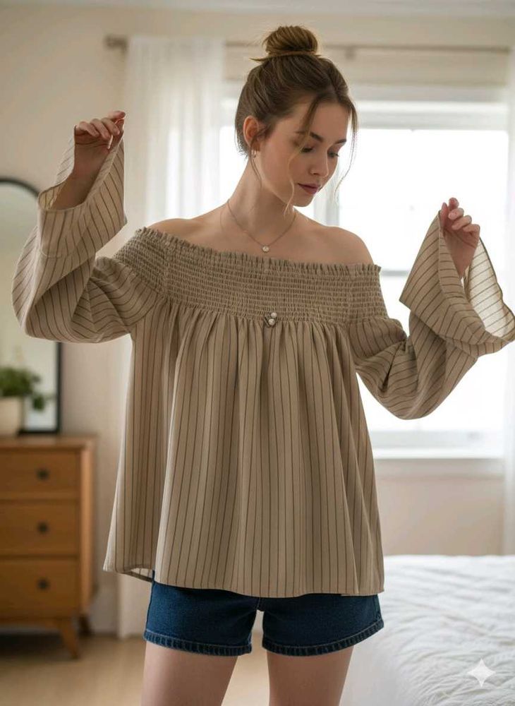 Striped Smocked Top