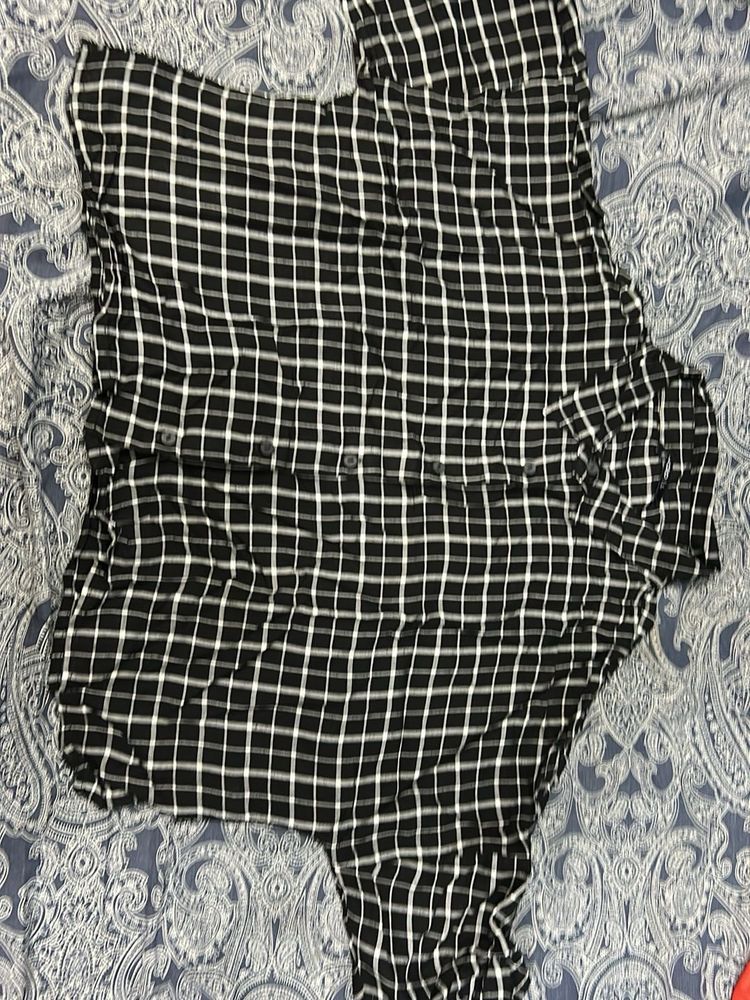 Black &amp; White Plaid Button-Down Shirt