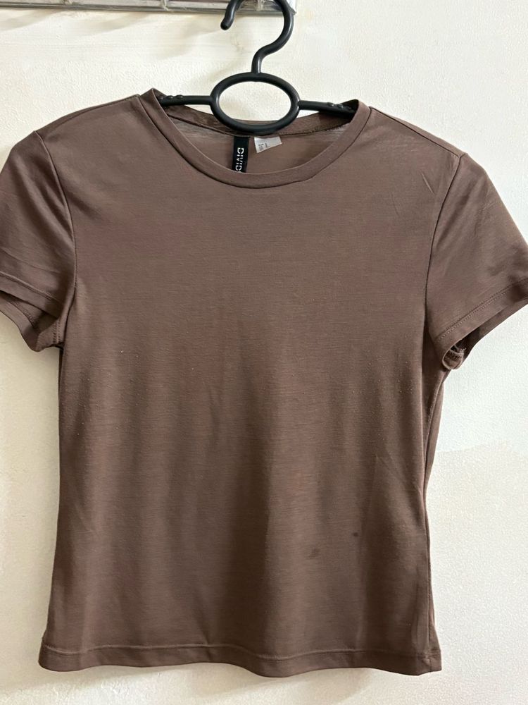 Brown H&amp;M Basic Tee