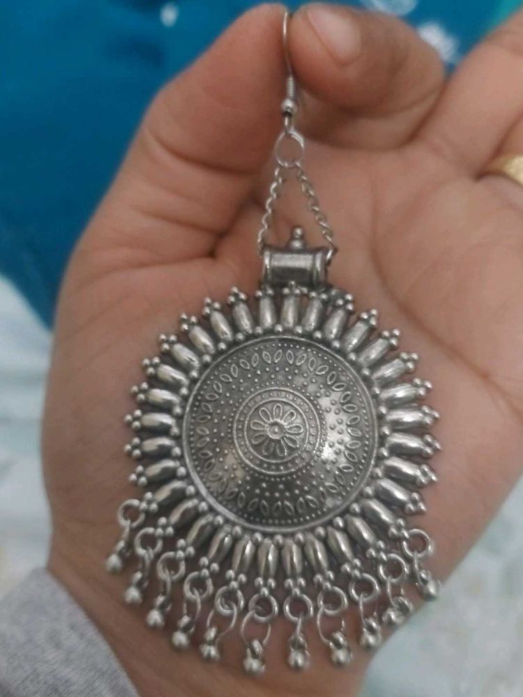 Oxidized Silver Dangle Earrings