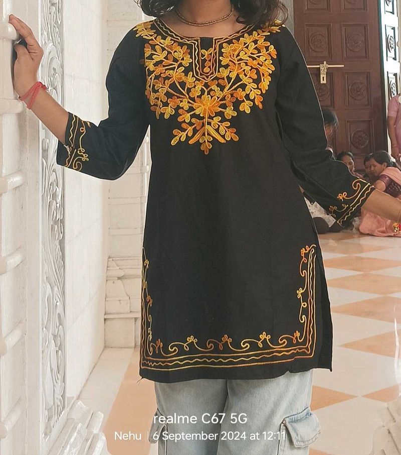 Embroidered Black short Kurti