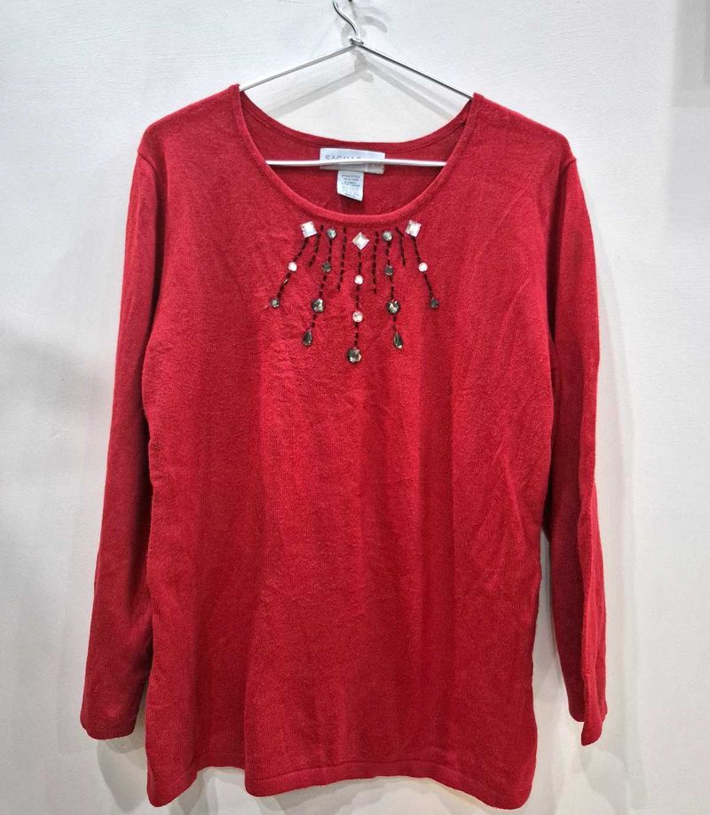 Red Embellished Top